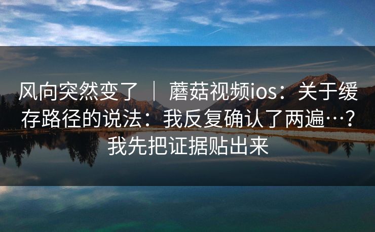 风向突然变了 | 蘑菇视频ios:关于缓存路径的说法:我反复确认了两遍…?我先把证据贴出来 第1张 风向突然变了 | 蘑菇视频ios:关于缓存路径的说法:我反复确认了两遍…?我先把证据贴出来 第1张